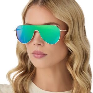 DIFF Dash Shield Sunglasses Gold Green Mirror DE01-0662-GDGIN New